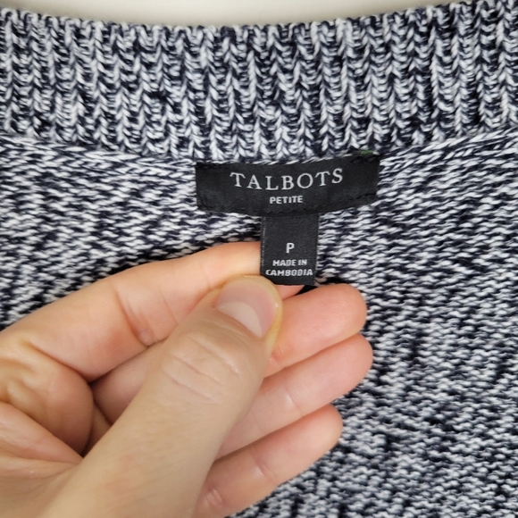 Talbots Womens Navy Striped Marled Duster Long Cardigan Size Petite 100% Cotton - Picture 8 of 10